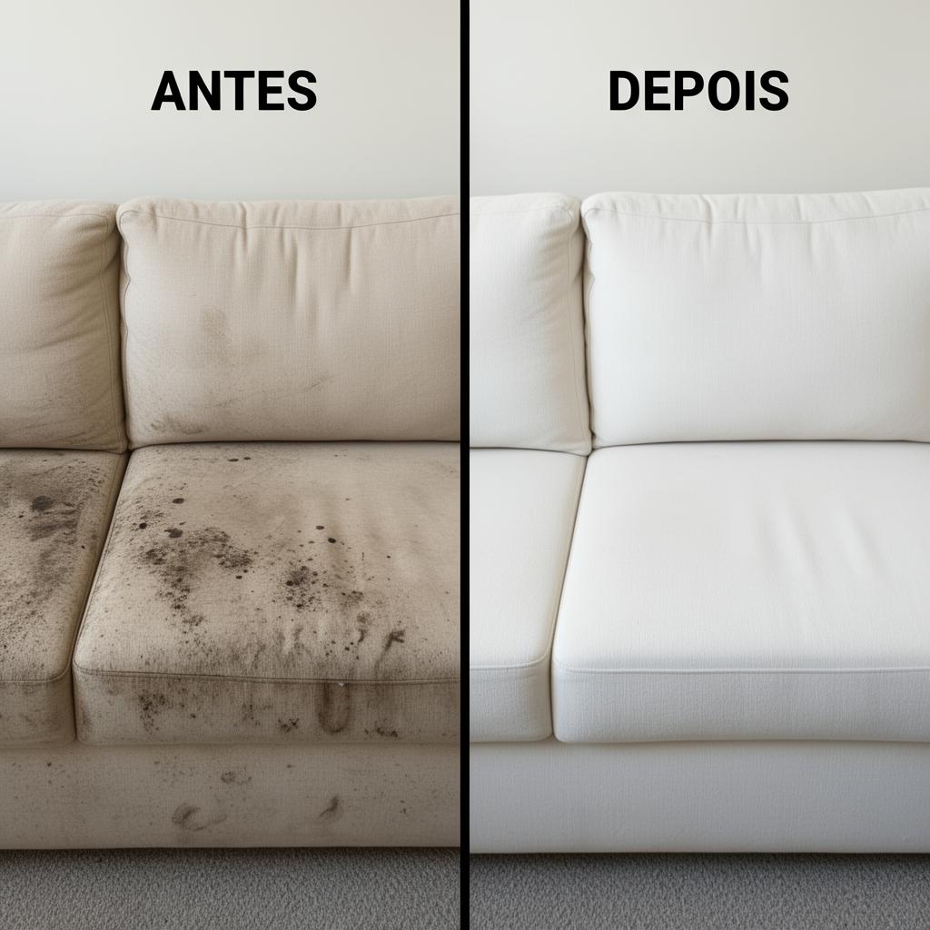 Antes e depois — Sofá de tecido